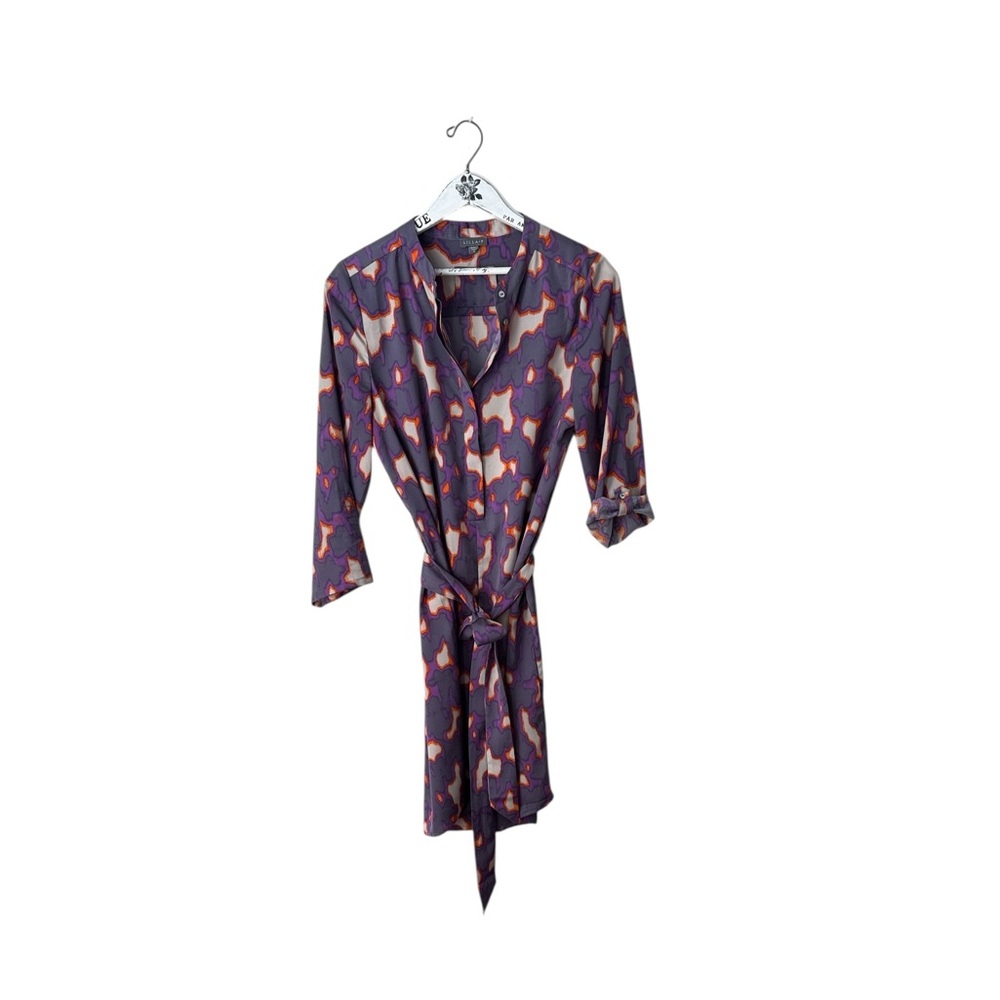 Lilla P Abstract Print Shirt Dress with Tie Waist Size S